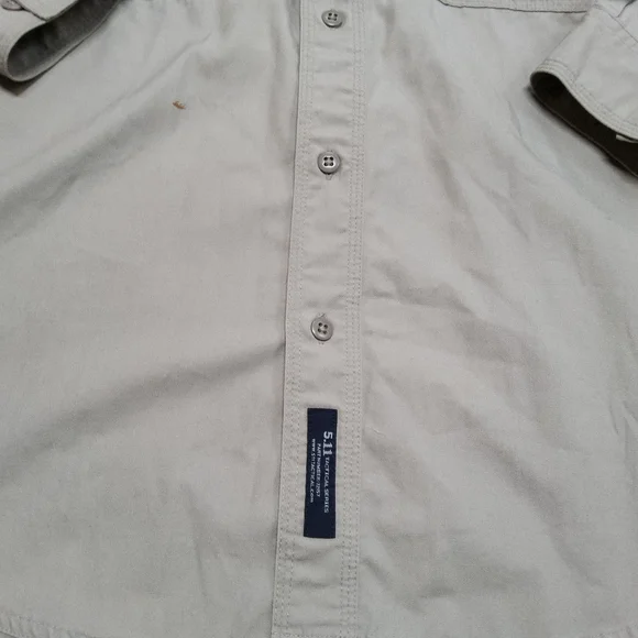 5.11 Tactical shirt Mens Beige Long Sleeve Button Up Winter Warm Size L 4771 - Picture 4 of 7